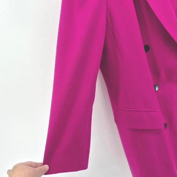 Vtg Classiques Entier Womens Pink Double Breasted Wool Blazer Oversized Size XL - Picture 5 of 13